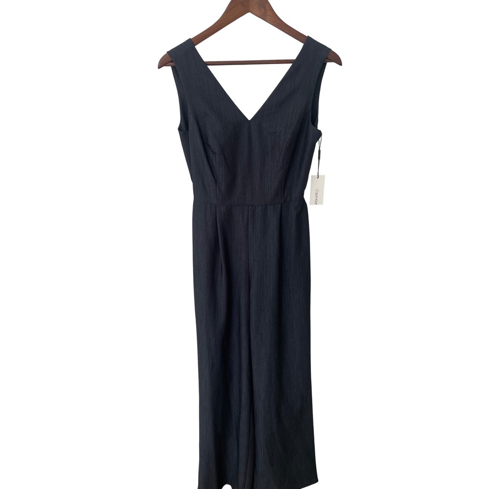 Calvin Klein Women Tie Back Wide Leg Jumpsuit Charcoal Grey Size‎ 2 NWT Classic